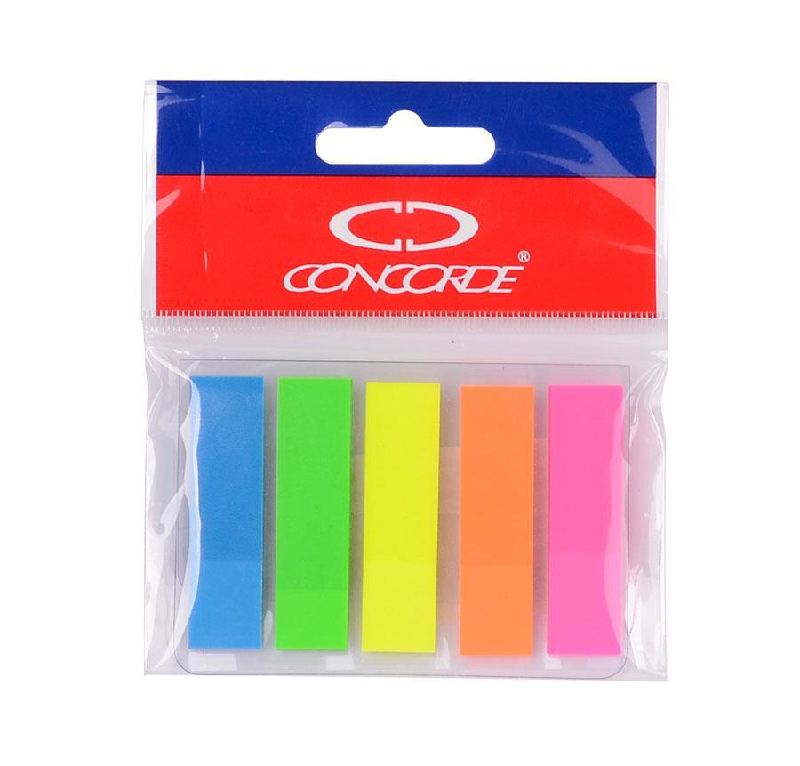 Záložky samolepicí plastové 12 x 48 mm/5 x 20 listů neon