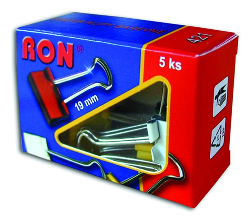 Ron klip BINDER 19 mm / 5 ks barevný
