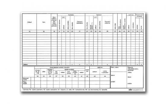 Akord záznam o provozu vozidla nákladní dopravy A4, číslovaný, blok 2 x 50 L