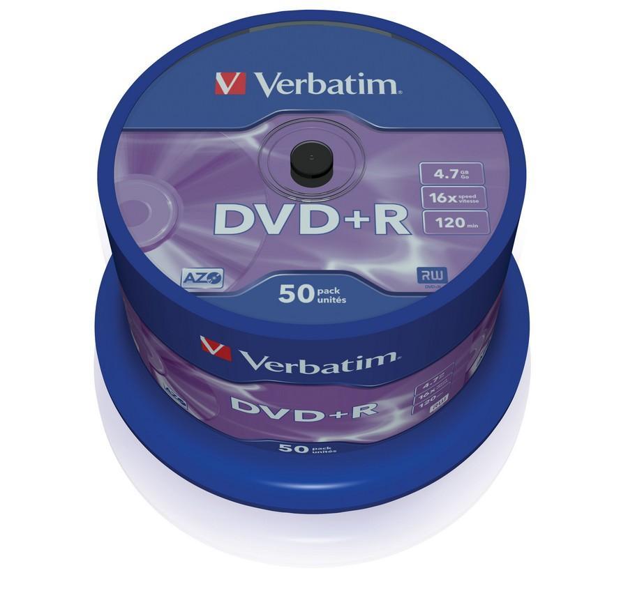 DVD +R VERBATIM 4,7 GB, cake box /50 ks