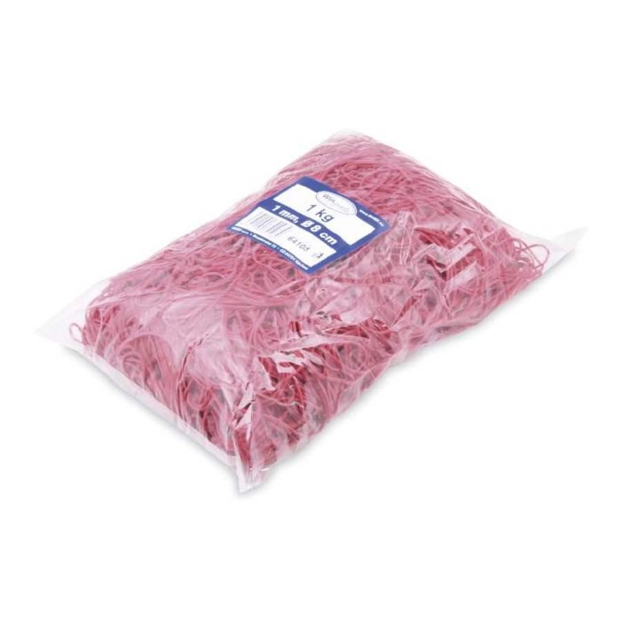Gumičky slabé červené pr. 80 mm, síla 1 mm / 1 kg