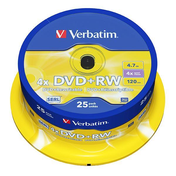 DVD +RW Verbatim 4,7GB, 4x, spindl 25ks